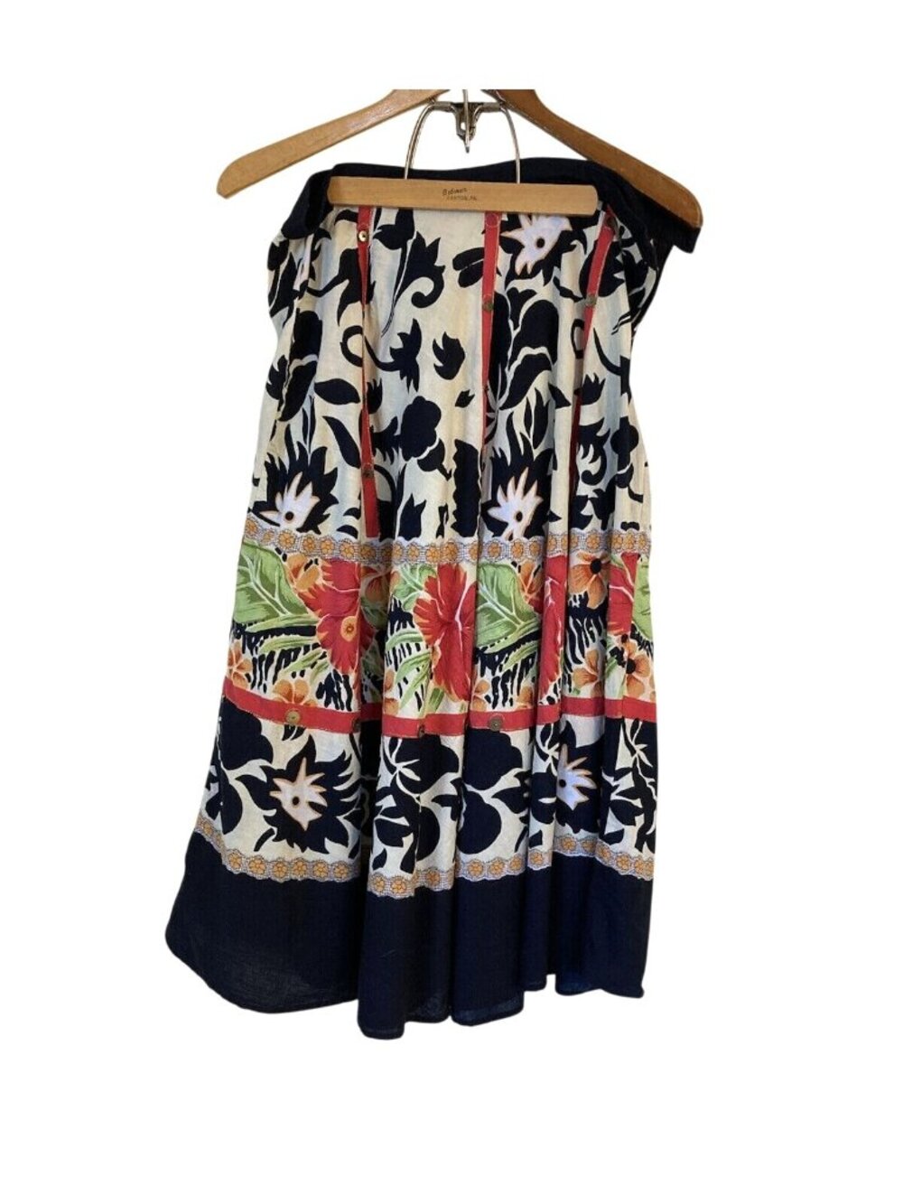 Floral Midi Wrap Womens Skirt Size 8 Black Orange and Tan Boho Style RQT